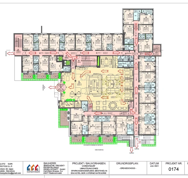 <p>170 Beds</p>
<p>Radevormwald / NRW / Germany</p>
<p>Transformation of an former Bank Building into a 3 Stars plus Hotel</p>
<p>Projekt for a complete structural, interior and exterior design and refurbishment&nbsp;</p>
<p>(Bergische Projektentwicklung GmbH)</p>